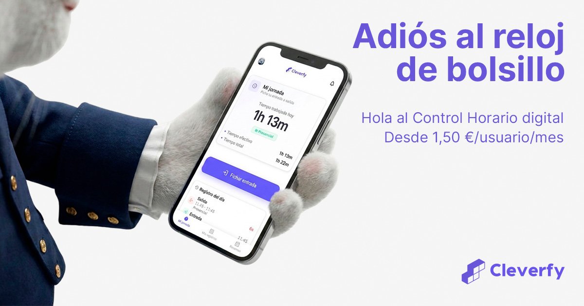 Cleverfy — Adiós al reloj de bolsillo. Control horario digital desde 1,50 €/usuario/mes